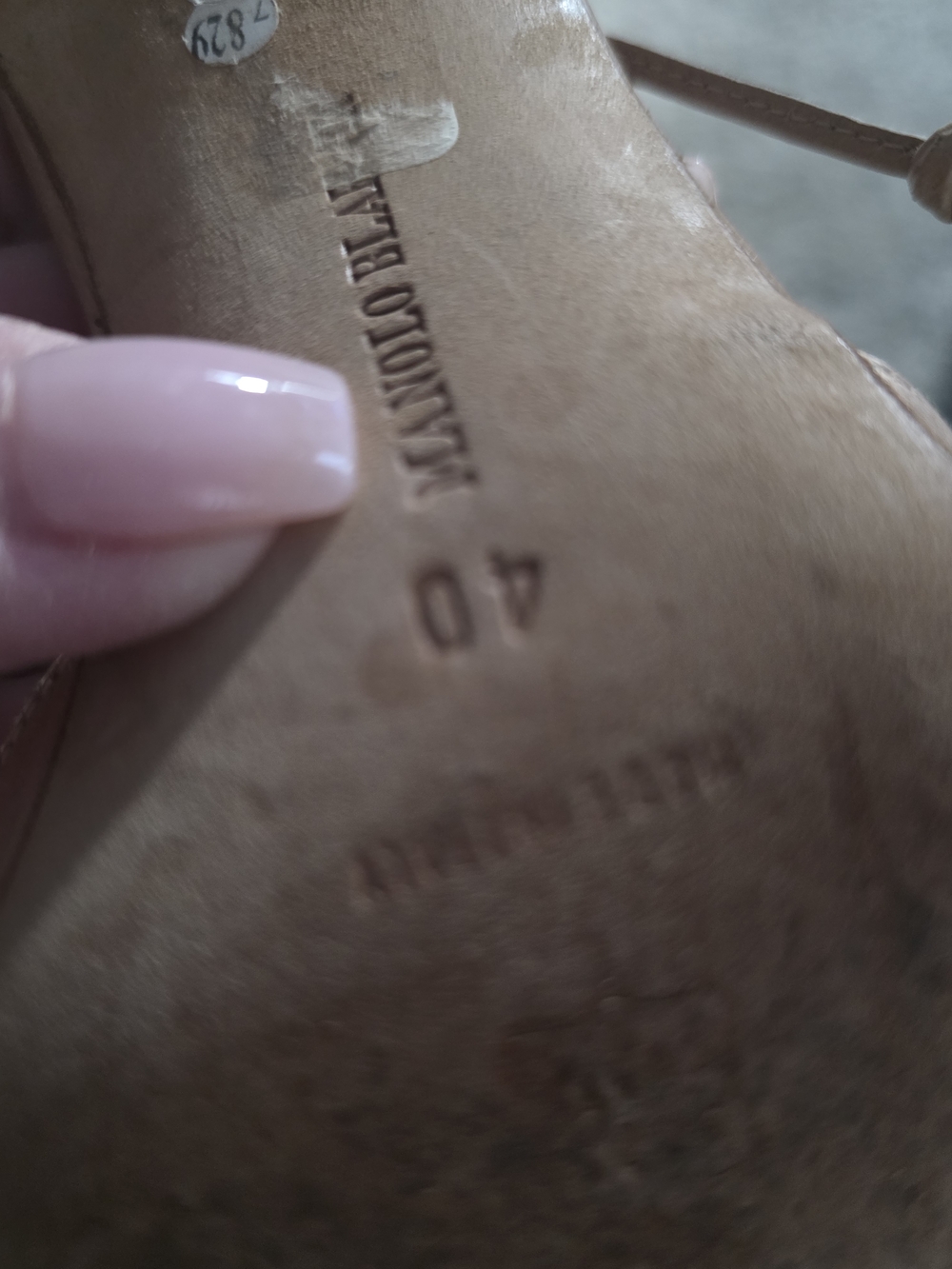 Manolo Blahnik Nude/Tan Leather Strappy Heel - Picture 5 of 5